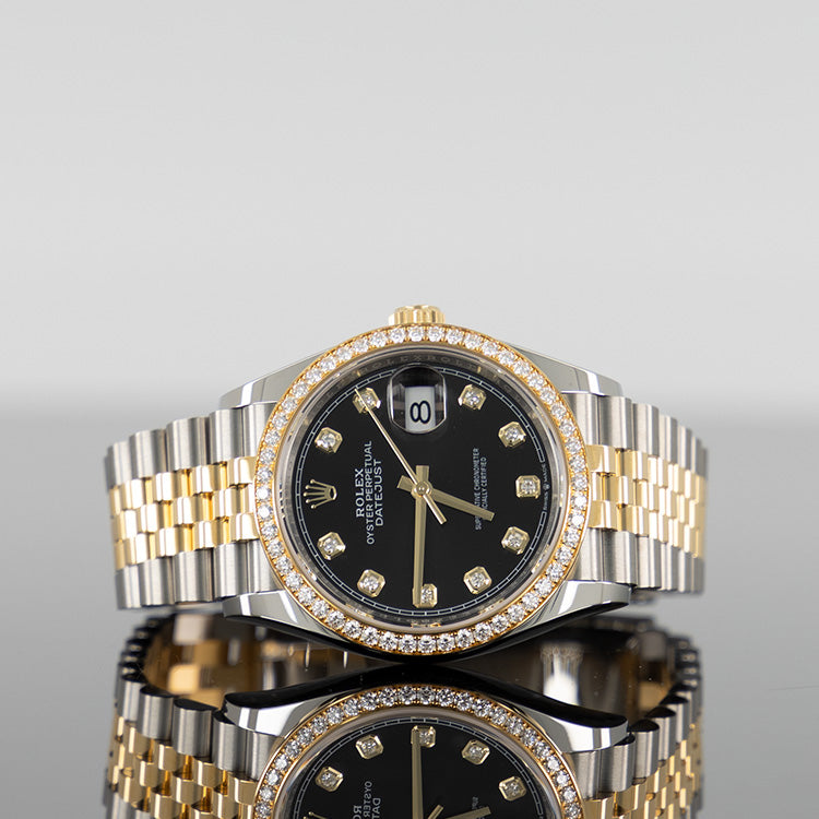 Rolex Datejust 36mm Acero y Oro Amarillo Esfera Negra de Diamantes 126283RBR