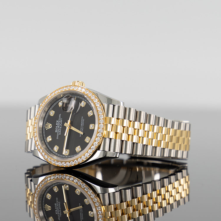 Rolex Datejust 36mm Acero y Oro Amarillo Esfera Negra de Diamantes 126283RBR